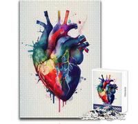 Rompecabezas de 1000 Piezas: corazón Humano de Acuarela, Tranquilo, Divertido, para el Tiempo Libre, Ajustado, sin Costuras, Juguete de precisión, tamaño 50x75cm