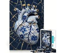 Rompecabezas de 1000 Piezas Corazón Roto Arte Kintsugi Arte de Corte Exacto Rompecabezas de lógica Juego de Ocio Divertido Decoración navideña para Pared (38x26cm)