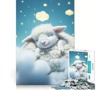 Rompecabezas de 1000 Piezas Cordero durmiendo sobre Las Nubes para Adolescentes Juguete de lógica sólida Diversión Relajante Corte de precisión Artículo de Santa Claus 50x75cm