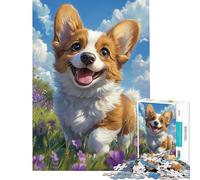 Rompecabezas de 1000 Piezas Corgi Joy in Flowers para Adolescentes Actividades Familiares diversión en casa Juguetes educativos 38x52cm
