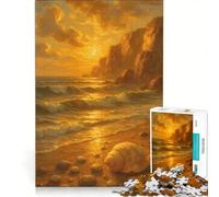 Rompecabezas de 1000 Piezas Costa Dorada con Conchas Marinas, Juego Familiar, Actividades Divertidas en casa, cumpleaños y Navidad 50x75cm