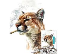 Rompecabezas de 1000 Piezas Cougar Cannabis Smoking Fun Games Desafío de Inteligencia Cerebral Juguetes adictivos Regalos para Mujeres y Hombres Divertidos y humorísticos (Tamaño 38x26cm)