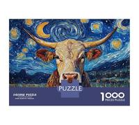 Rompecabezas De 1000 Piezas Cow Under Starry Night Rompecabezas para Adultos Juego De Ingenio Análisis Y Lógica Interacción Entre Padres E Hijos 70x50cm/1000pcs