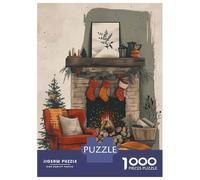 Rompecabezas De 1000 Piezas Cozy Fireplace Christmas Scene Rompecabezas para Adultos Juego De Ingenio Análisis Y Lógica Cumpleaños 38x26cm/1000pcs