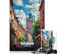 Rompecabezas de 1000 Piezas,Cracovia,Polonia,Vista de la Calle,Arte de Corte preciso,diversión cognitiva,Juego,Tiempo Libre,diversión,Escena navideña,Arte (38x26cm)