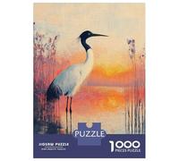 Rompecabezas De 1000 Piezas Crane by The Water at Sunset Rompecabezas para Adultos Juego De Ingenio Análisis Y Lógica Interacción Entre Padres E Hijos 52x38cm/1000pcs