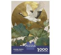 Rompecabezas De 1000 Piezas Crane Flying Over Lotus Pond Rompecabezas para Adultos Juego De Ingenio Análisis Y Lógica Interacción Entre Padres E Hijos 38x26cm/1000pcs