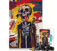 Rompecabezas de 1000 Piezas Cráneo rebelde con la Lengua Fuera para Adolescentes Recuerda, Mejora, Mente Tranquila, Arte de Corte Claro, Coleccionable 50x75cm