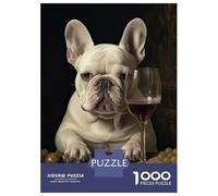 Rompecabezas De 1000 Piezas Cream French Bulldog Wine Rompecabezas para Adultos Juegos Relajantes Decoración del Hogar Cumpleaños Y Navidad 70x50cm/1000pcs