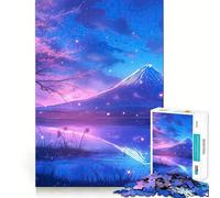 Rompecabezas de 1000 Piezas Crepúsculo Sakura Monte Fuji con Bordes limpios y decoración Divertida para Resolver Problemas y Pasar un Buen rato (38x52cm)