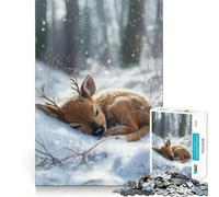 Rompecabezas de 1000 Piezas Cría de Reno durmiendo en Invierno para Adultos Juguete de lógica Afilada para el hogar y el Ocio Regalo sincero 38x26cm