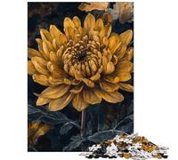 Rompecabezas de 1000 Piezas Crisantemo Dorado Elegancia - Rompecabezas para Adultos Corte de precisión Lista de Deseos con Papá Noel Juego de ingenio Familiar (75x50cm)