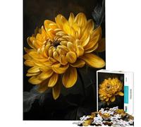 Rompecabezas de 1000 Piezas Crisantemo Dorado Elegancia Rompecabezas para Adultos Juegos Familiares para diversión en Familia cumpleaños y Navidad (Tamaño 38x26cm)