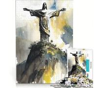Rompecabezas de 1000 Piezas Cristo Redentor, Juguete Educativo, Interesante para Reducir el estrés, Que Mejora el Amor Entre Parejas 38x26cm