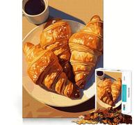 Rompecabezas de 1000 Piezas Croissants y café,Naturaleza Muerta,Arte de Corte preciso,diversión cognitiva,Juego de Ocio,Escena navideña (50x75cm)
