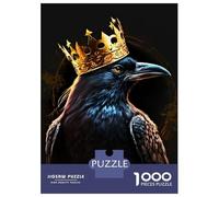Rompecabezas De 1000 Piezas Crow Wearing A Crown Rompecabezas para Adultos Juego De Ingenio Carrera De Velocidad De Manos Cumpleaños Y Navidad 70x50cm/1000pcs