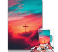 Rompecabezas de 1000 Piezas Cruz al Atardecer para Adultos y Adolescentes, Juegos educativos, decoración de Pared, cumpleaños y Navidad (50x75cm)