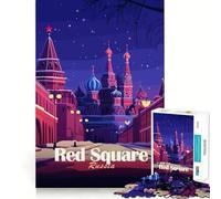 Rompecabezas de 1000 Piezas,Cuadrado Rojo,Rusia de Noche Juguete para ejercitar la Mente y la Mente Tiempo de Juego Tranquilo Pieza de Arte navideña (50x75cm)