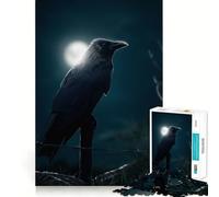 Rompecabezas de 1000 Piezas Cuervo a la luz de la Luna para Adolescentes Juguete Inteligente para Jugar en Interiores Corte preciso (38x52cm)
