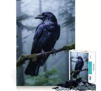 Rompecabezas de 1000 Piezas Cuervo en el Bosque brumoso para Adultos y Adolescentes Juguete de Habilidad, Relajante y Divertido Bordes Ajustados Regalo Ideal para Festivales (50x75cm)