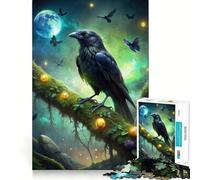 Rompecabezas de 1000 Piezas Cuervo en Rama musgosa con Mariposas para Adolescentes Juguete para desarrollar la lógica, Relajante y Divertido Corte preciso Regalo artístico (38x52cm)