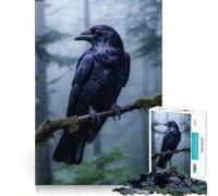 Rompecabezas de 1000 Piezas Cuervo en un Bosque brumoso para Adolescentes Mejora la Memoria Suave y Relajante Corte Premium Sorpresa de cumpleaños (38x52cm)