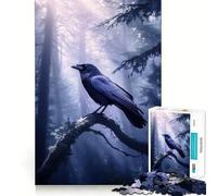 Rompecabezas de 1000 Piezas Cuervo en un Bosque brumoso para Adolescentes Refuerza la Memoria Divertido y Relajante Bordes Lisos Lista de Deseos de Papá Noel (38x26cm)