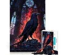 Rompecabezas de 1000 Piezas Cuervo en una Catedral gótica con Fuego para Adultos y Adolescentes Juguete de Habilidad, Relajante y Divertido Bordes Ajustados Regalo Ideal para Festivales (38x26cm)