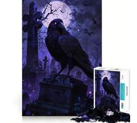 Rompecabezas de 1000 Piezas Cuervo en una lápida para Adolescentes Ideal para Mejorar la Memoria Diseño Casual y Relajante Arte con Corte nítido (38x52cm)