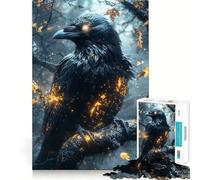Rompecabezas de 1000 Piezas Cuervo Místico con Plumas Brillantes para Adolescentes Mejora la Memoria Sin estrés Decoración de Pared con Bordes Ajustados (50x75cm)