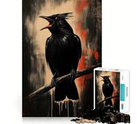 Rompecabezas de 1000 Piezas Cuervo Negro con Ojos Rojos Ideal para divertirse,estimular la Mente y Jugar en Silencio Navidad 38x26cm