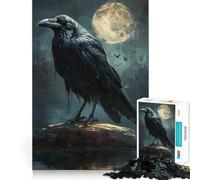 Rompecabezas de 1000 Piezas Cuervo Negro Luna Llena Corte Impecable Divertido,Juguete de Acertijo Cognitivo,Juego de Tiempo Libre Divertido,Regalo de Arte Navideño 50x75cm