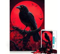 Rompecabezas de 1000 Piezas Cuervo y Luna de Sangre para Adolescentes Ideal para Mejorar la Memoria, Relajarse y divertirse Diseño artístico con Corte nítido (38x26cm)