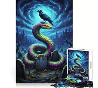 Rompecabezas de 1000 Piezas Cuervo y Serpiente en el Cementerio para Adolescentes Juguete para ejercitar la Mente Juego en Grupo Arte y ensamblaje Regalo clásico (38x52cm)