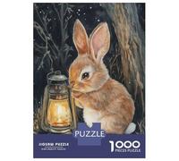 Rompecabezas De 1000 Piezas Curious Bunny with Lantern Rompecabezas Juguetes Antiestrés Decoración De Pared Cumpleaños Y Navidad 38x26cm/1000pcs