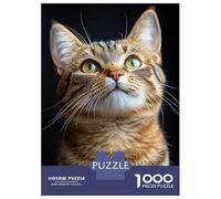 Rompecabezas De 1000 Piezas Curious Tabby Cat Rompecabezas para Adultos Juego De Ingenio Corte De Precisión Cumpleaños Y Navidad 52x38cm/1000pcs