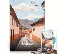 Rompecabezas de 1000 Piezas,Cusco,Perú,Vista de la Calle,ilustración,Corte preciso,Arte,diversión cognitiva,Juego,Tiempo Libre,diversión,Escena navideña,Arte (38x52cm)