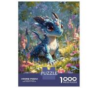 Rompecabezas De 1000 Piezas Cute Baby Dragon in Flower Field Rompecabezas Juguetes Antiestrés Decoración De Pared Cumpleaños Y Navidad 52x38cm/1000pcs