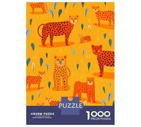 Rompecabezas De 1000 Piezas Cute Cheetah Pack Rompecabezas para Adultos Juego De Ingenio Corte De Precisión Cumpleaños Y Navidad 52x38cm/1000pcs