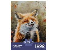 Rompecabezas De 1000 Piezas Cute Fox Coffee Tea Drink Rompecabezas para Adultos Juego De Ingenio Difícil Difícil Único Cumpleaños Y Regalos 70x50cm/1000pcs