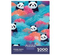 Rompecabezas De 1000 Piezas Cute Friendly Pandas Rompecabezas para Adultos Juego De Ingenio Corte De Precisión Cumpleaños Y Navidad 52x38cm/1000pcs
