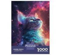 Rompecabezas De 1000 Piezas Cute Galaxy Cat Rompecabezas para Adultos Juegos Relajantes Decoración del Hogar Cumpleaños Y Navidad 52x38cm/1000pcs
