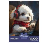 Rompecabezas De 1000 Piezas Cute Gaming Puppy Dog Rompecabezas para Adultos Juguetes Antiestrés Decoración Perfecta Cumpleaños Y Navidad 38x26cm/1000pcs