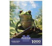 Rompecabezas De 1000 Piezas Cute Green Frog Rompecabezas para Adultos Juego De Ingenio Ensamblaje De Patrones Difícil Y Desafiante 70x50cm/1000pcs