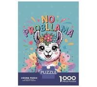 Rompecabezas De 1000 Piezas Cute Llama with Flowers - No Problama Rompecabezas para Adultos Juego De Ingenio Ensamblaje De Patrones Difícil Y Desafiante 38x26cm/1000pcs