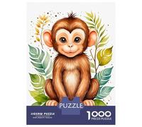 Rompecabezas De 1000 Piezas Cute Monkey Watercolor Rompecabezas para Adultos Juego Familiar Desafío Difícil Oferta como Regalos para Toda La Familia 38x26cm/1000pcs