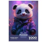 Rompecabezas De 1000 Piezas Cute Panda in Purple Coat Rompecabezas para Adultos Juego Práctico Una Obra De Arte Cumpleaños Y Navidad 70x50cm/1000pcs