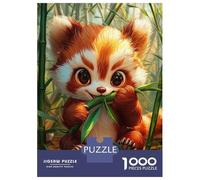 Rompecabezas De 1000 Piezas Cute Red Panda Eating Bamboo Rompecabezas para Adultos, Juguete, Decoración De Pared, Regalos Divertidos Y Humorísticos De Navidad Y Cumpleaños 52x38cm/1000pcs