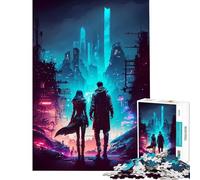 Rompecabezas de 1000 Piezas Cyber City Pareja Juego práctico Juguetes educativos de Aprendizaje Regalos de Amigo Invisible Decoración (Tamaño 38x52cm)
