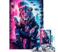 Rompecabezas de 1000 Piezas Cyberpunk Cat King para Adultos Juegos Familiares para divertirse en Familia cumpleaños y Navidad (tamaño 38x52cm)
